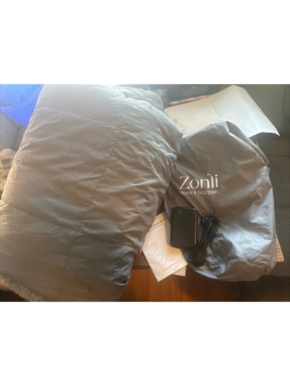New Zonli Z Style Black Ladies Portable Wearable Battery Heated Blanket w/Bag